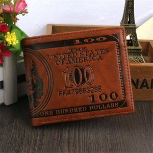 Funny Men's Gag Wallet - 100 Dollar Bill Leather B